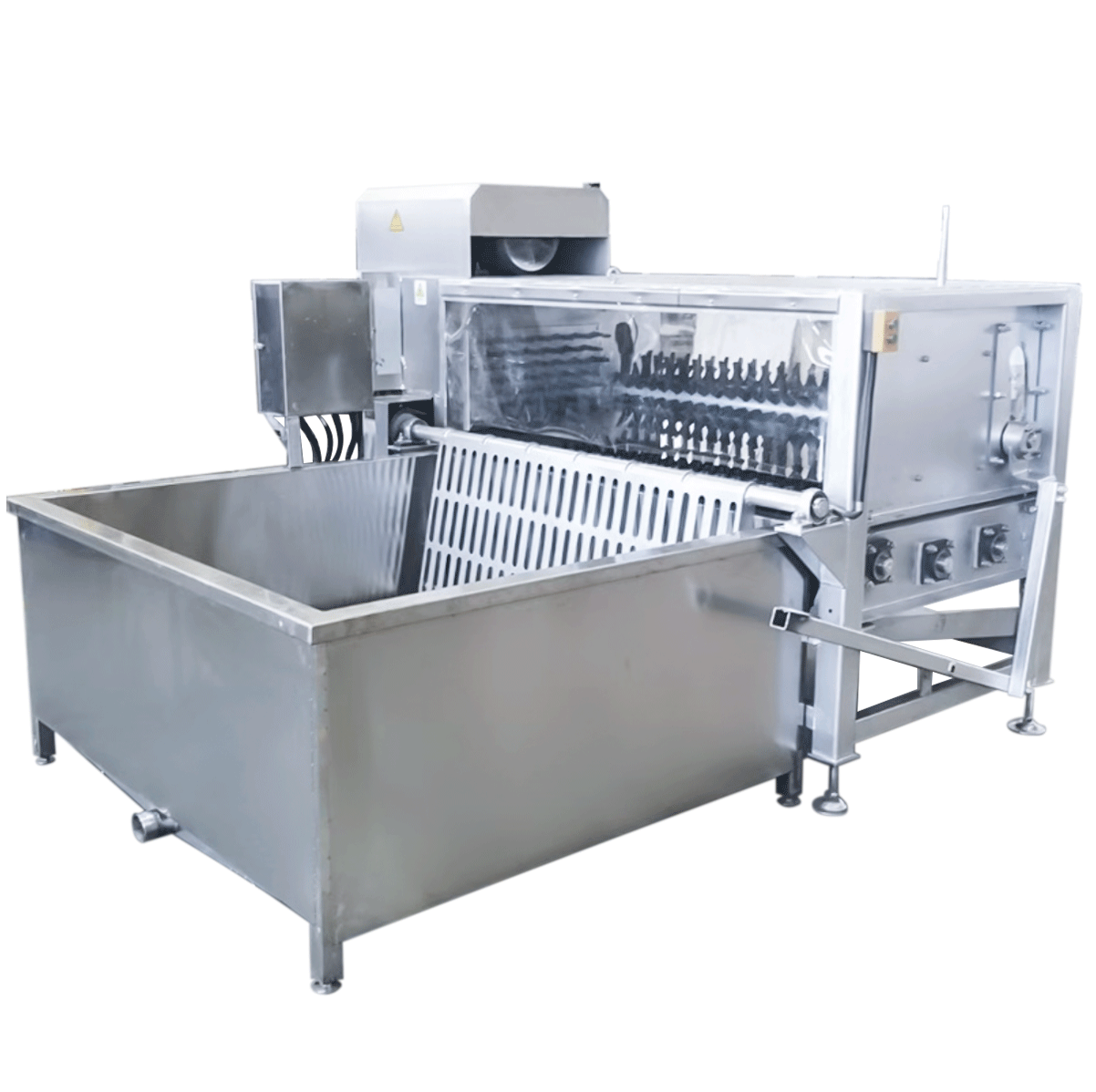 Резервуар для ошпаривания свиней с устройством для удаления волос (встроенное оборудование для ошпаривания и удаления волос из свиней)